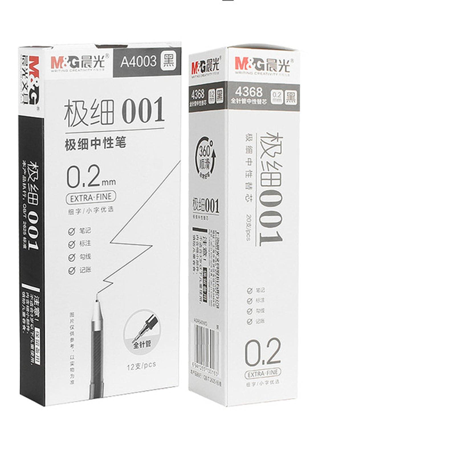 UKKO Bolígrafo de gel 6 / 12Pcs 0.2Mm / 0.28Mm Pluma De Gel De Finanzas Ultra Finas 0.3/0.38/0.5/0.7/1.0Mm Negro Negro Rellene Gelpen-32Pcs 0.2 Pack,Black