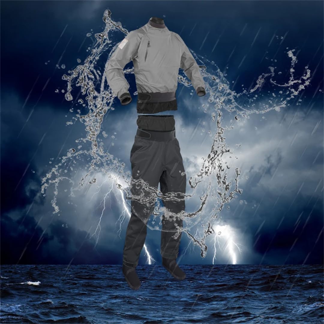 Hcclijo 3 Lagiger Zweiteiliger Trockenanzug Wasserdichter Hosensatz Paddeln Touren Angeln Outdoor Sport Trockenanzug