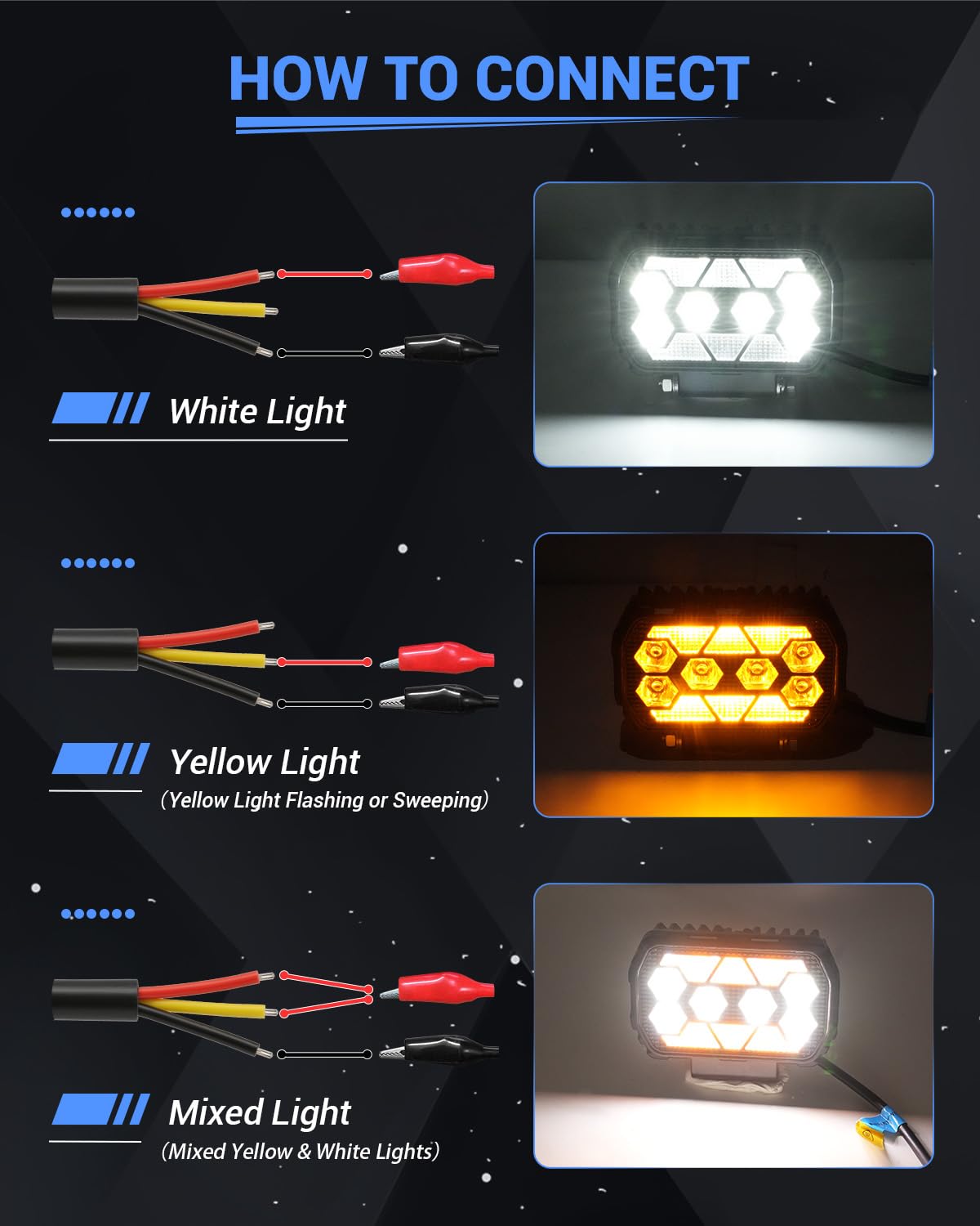 SUPAREE Faros LED Tractor Foco LED Amarillo 12V Foco de Trabajo 12V Tractor Luces 6000K Blancas y 3000K Amarillas 8-90V IP67 Impermeable per Off-Road Camión SUV UTV ATV 4pcs