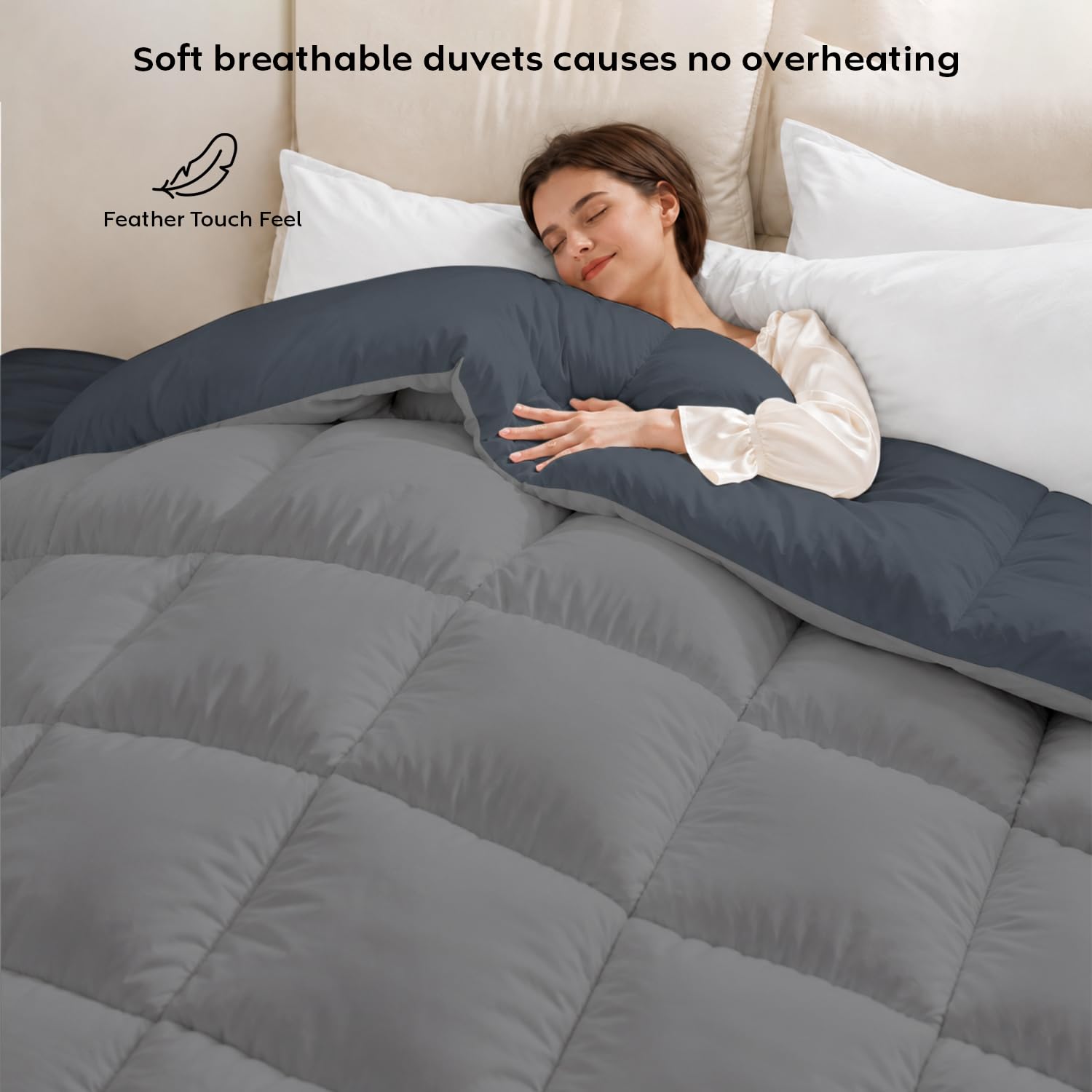 AYKA Reversible Comforter 220 GSM Microfiber Reversible AC Comforter/Blanket for Winter/Quilt/Dohar/Duvets for King Size Blanket/Comforter Double Bed (Grey & Charcoal, 90 * 100)