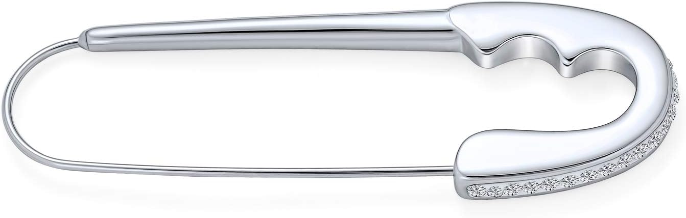 Safety Pin Symbol Of Support For displaced people Crystal Accent Stainless Steel Add Charms 2Inch