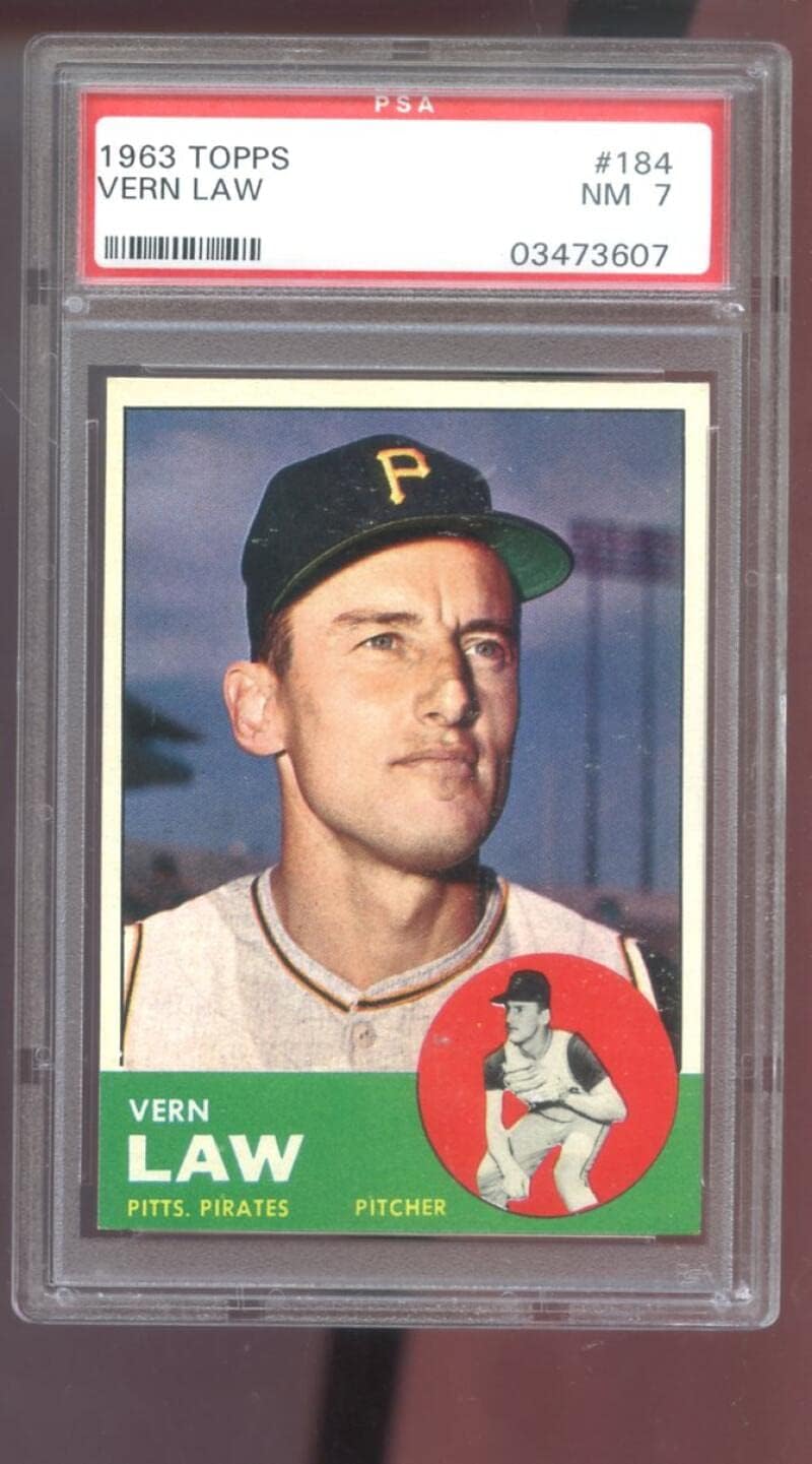 1963 Topps #184 Vern Law Vernon Law PSA 7 Graded Baseball Card MLB NM Pirates