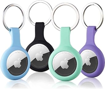 4 pack silicone case for airtags with keychain protective cover for apple air tag key finder tracker pet dog itag collar necklace airtag accessorie