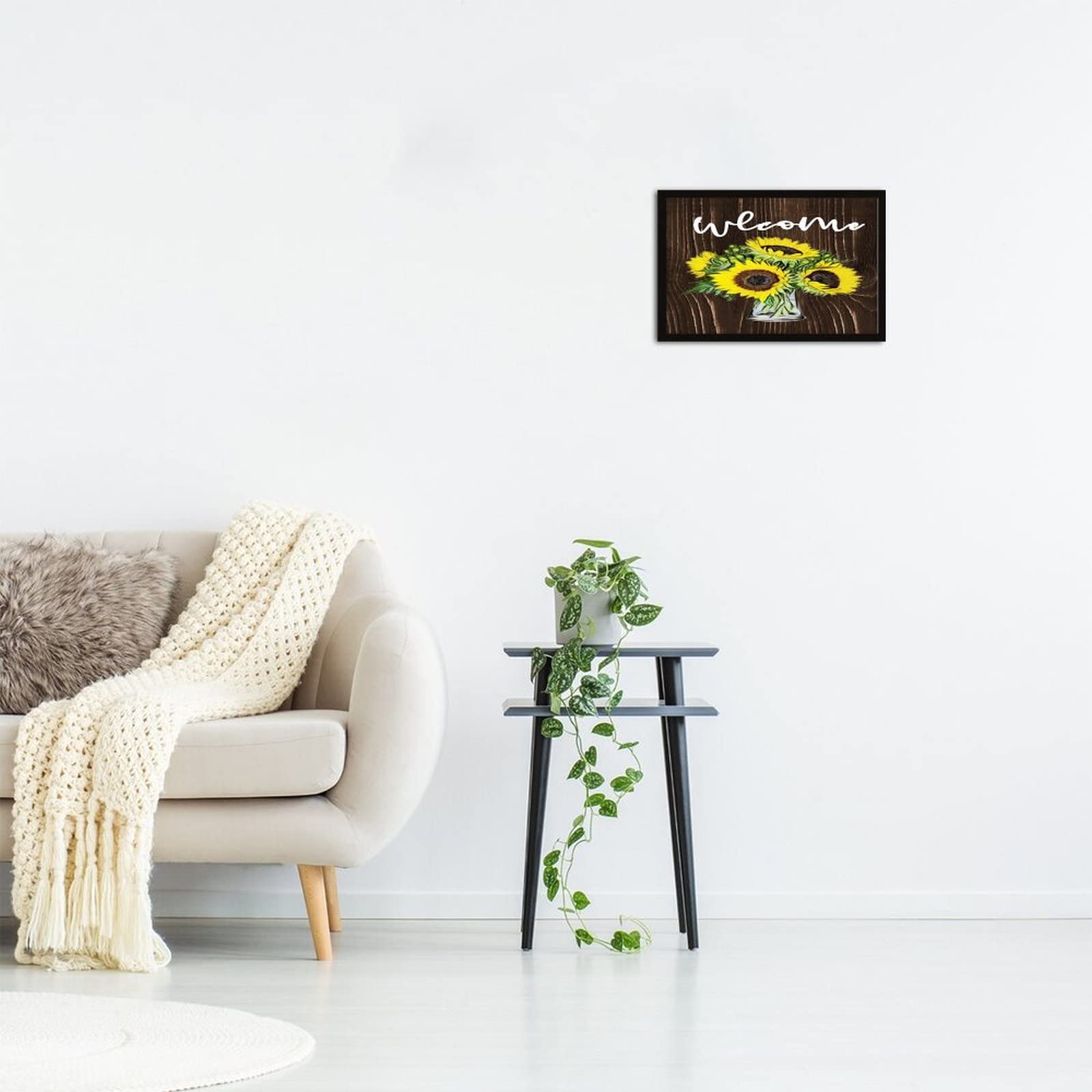 NA Welcome - Targa in legno con scritta in inglese Girasole, decorazione per la casa, in legno, con detti per cucina, ufficio, 40 x 50 cm