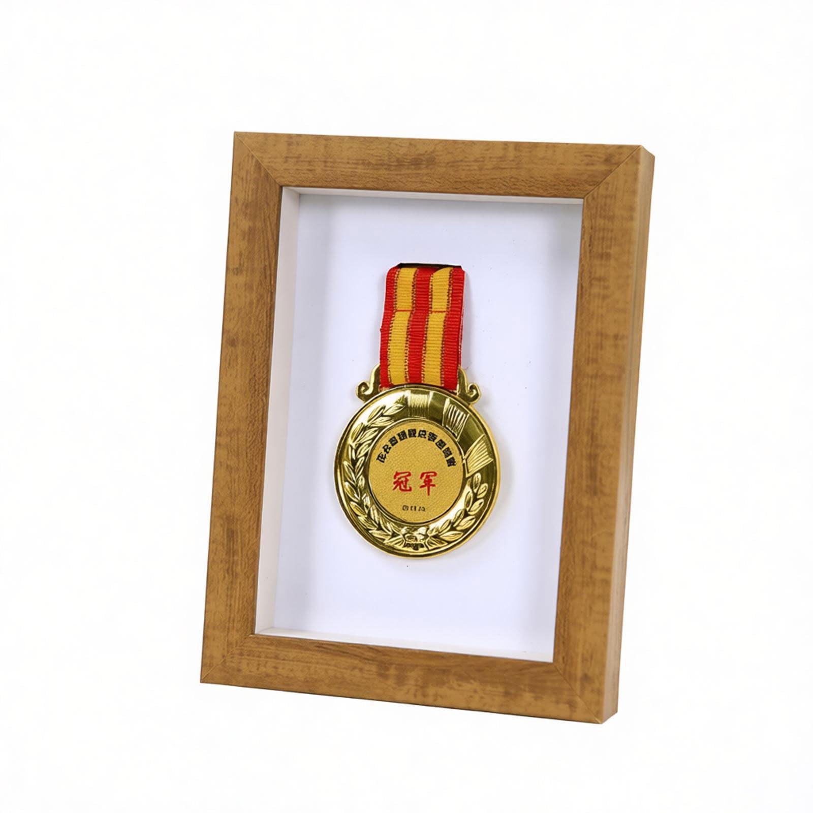 ETUELNOPT Medal Storage Box for Runners, Medal Storage Display Stand Deep Box Picture Frame 12.7x17.8cm Multicolor(Wood)