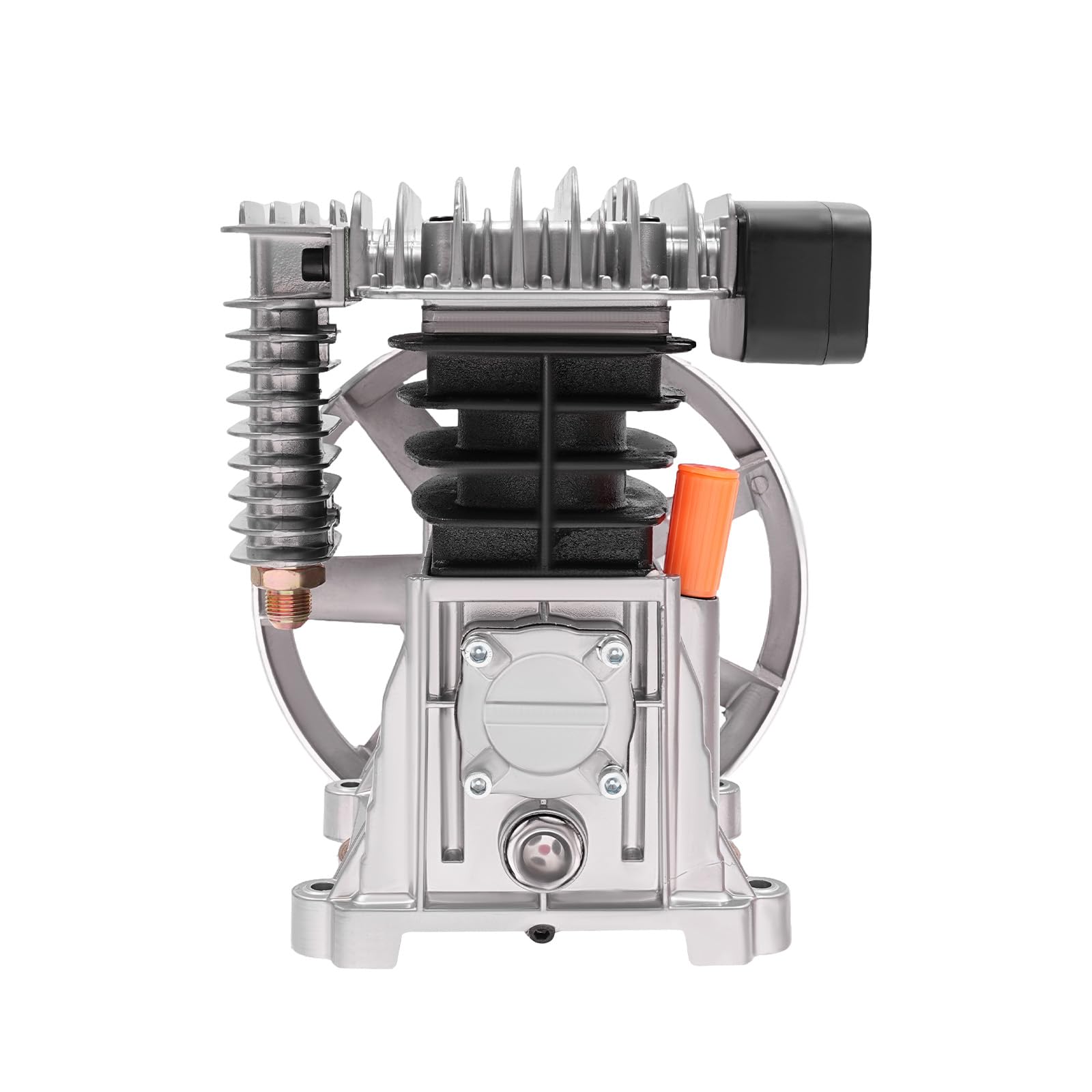 Sprężarka agregat, głowica pompy, 2 HP głowica sprężarki powietrza z 2 cylindrami, 960 obr./min, z kołem pasowym, 10 bar, teoretyczne zasysanie powietrza 170 l/min