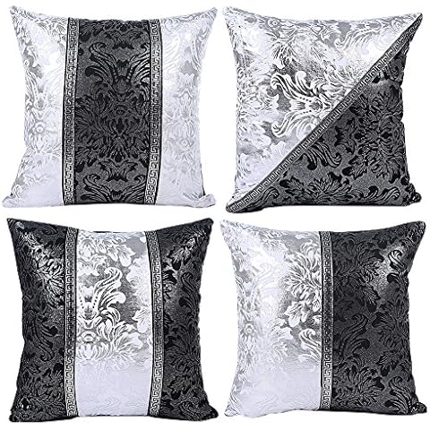 JOTOM Black and White Pillow Case Cover Sofa Car Cushion Covers Home Bed Outdoor Decor 45 x 45cm Set of 4 (Black and White Porcelain) Cover