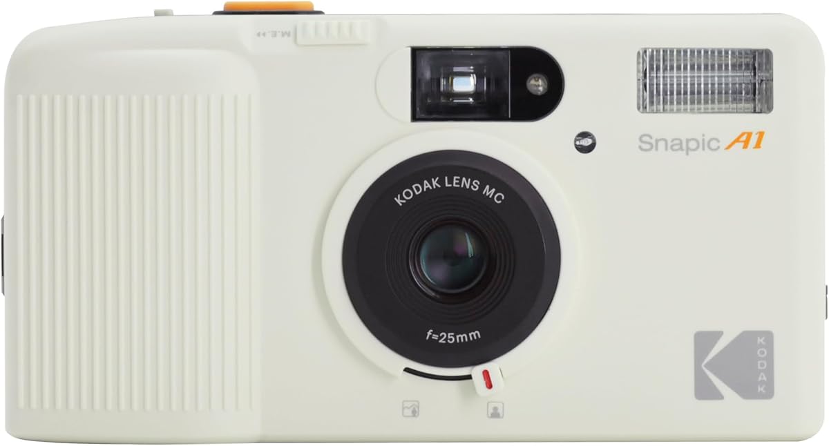 Cámara de película KODAK Snapic A1 de 35 mm, reutilizable, enfoque de 2 zonas, liviana, compacta (blanco marfil) (película y batería AAA no incluidas)