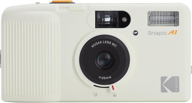 Cámara de película KODAK Snapic A1 de 35 mm, reutilizable, enfoque de 2 zonas, liviana, compacta (blanco marfil) (película y batería AAA no incluidas)