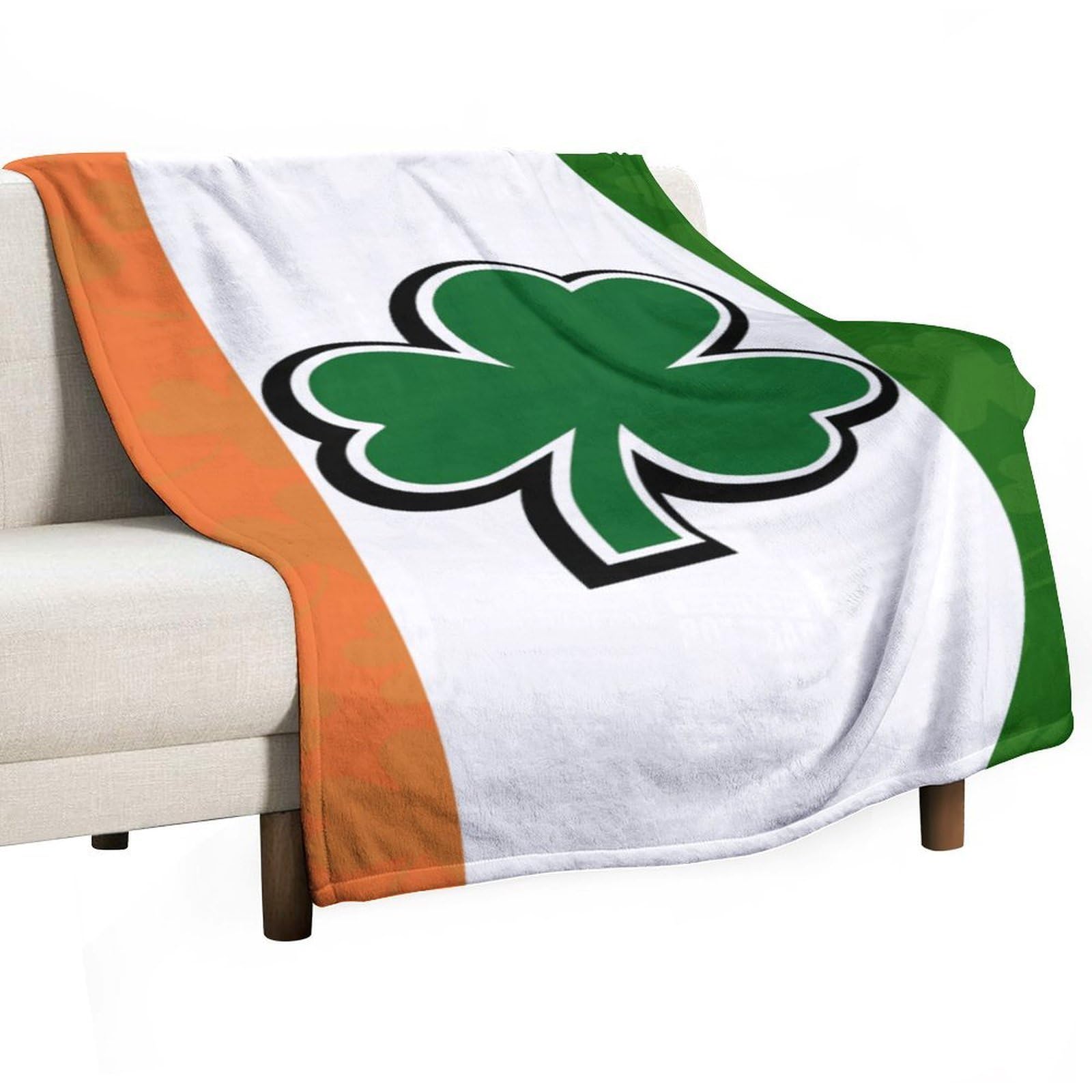 Cgsbngha Style Irish Flag With Shamrock Pattern Flannel Fleece Blanket Lightweight Soft Throw Blankets For Sofa Couch Bed Chair