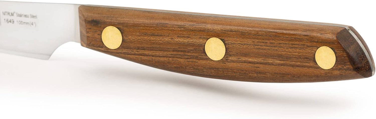 Arcos Steak Knife 4 Inch Stainless Steel. Kitchen Knife for Fish, Meat and Vegetables. Ovengkol Wood Handle 100% natural FSC and 100mm Blade. Series Nordika. Color Brown.