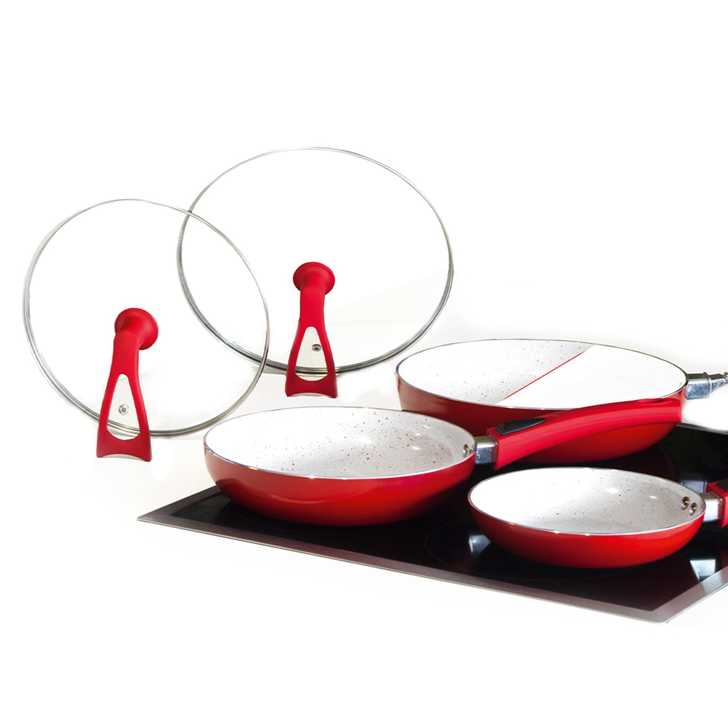 Duo 2 Magic Premium – 3-teiliges Pfannenset – 28,24 und 20 cm – inkl. Deckel – abnehmbarer Griff – für alle Herdarten