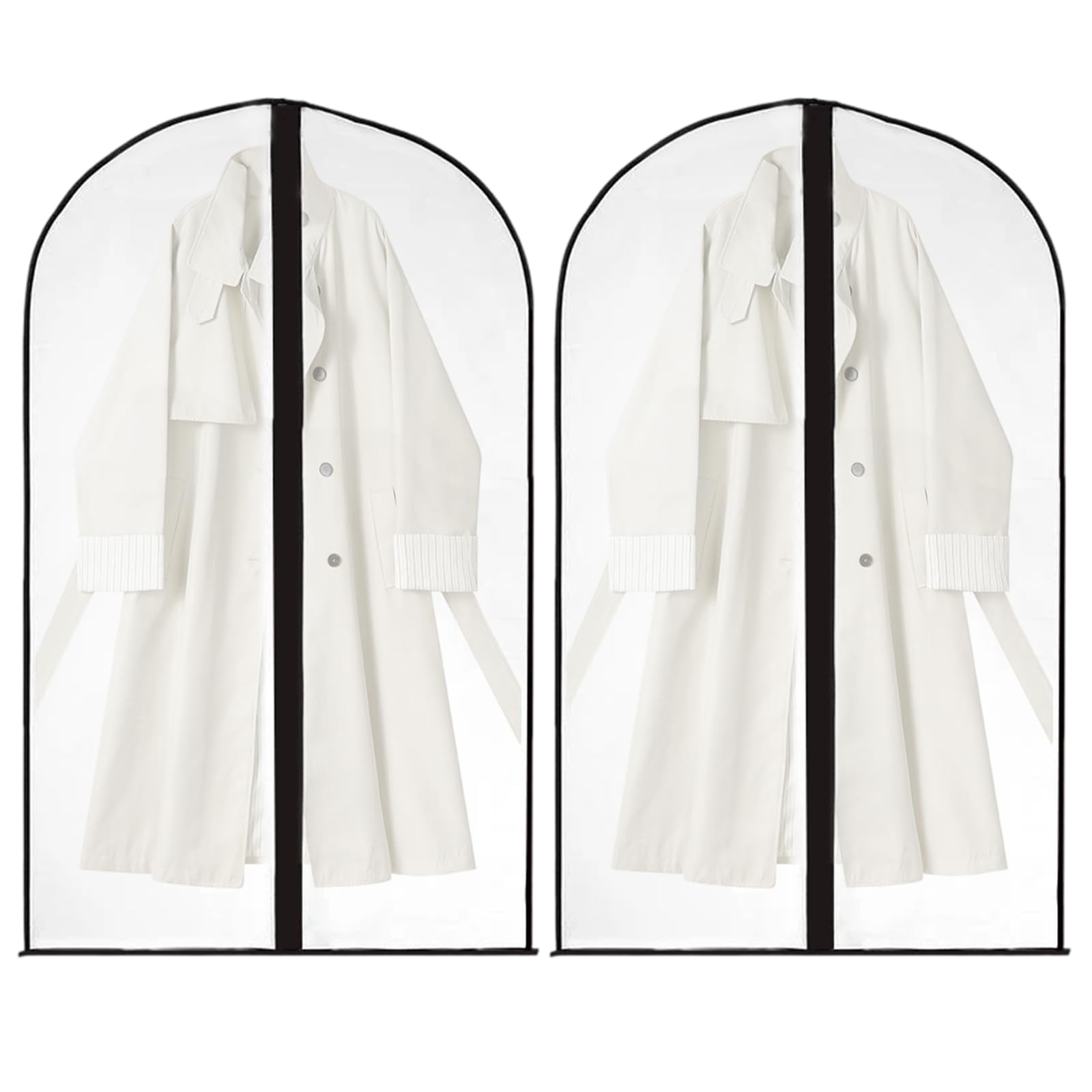 YSDINK 2 PCS Breathable Garment Bags with Zipper, Dustproof and Waterproof Clothes Protector for Home and Travel Storage, Ideal for Long Dresses, Suits, and Coats (Black Edge, 60x140) — image 1
