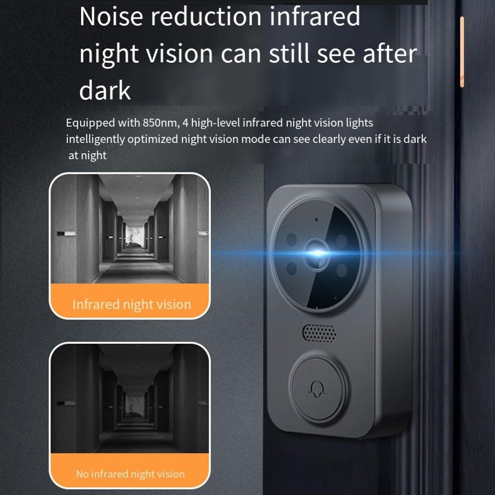 Sonnette vidéo WiFi sans fil, écran de 4,3", sonnette vidéo intelligente avec caméra à piles, vision nocturne, prise en charge audio bidirectionnelle, carte TF