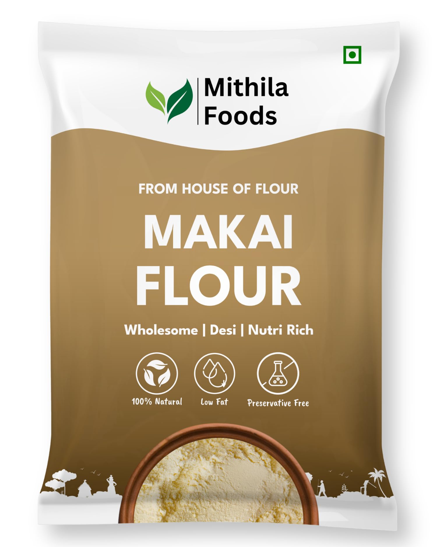MITHILA FOODS 2 Kg Makai Atta | Gluten-Free Maize Flour | High Fibre & Protein | Stone-Ground Makka Makkai Corn Atta | Slow Ground for Soft Rotis | No Preservatives | Authentic Flavor from Bihar