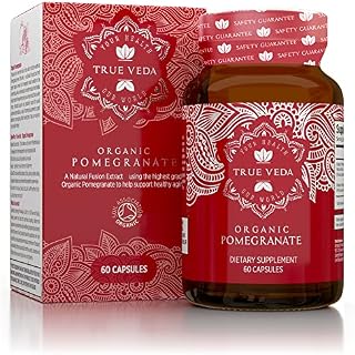 Organic Pomegranate Capsules - Pomegranate Supplements | Certified Organic by Soil Association | Vegetarian & Vegan Friendly | Ayurveda | 60 Easy Swallow Pomegranate Tablets | Manufactured in The UK