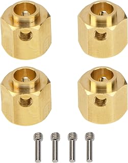 4Pcs Vgoohobby Brass 12mm Hex Hubs Adapter Extension Combiner Counterweight Compatible with Traxxas TRX-4 RC4WD D90 Redcat Gen7 RC 1/10 Crawler Car (10mm Thickness)