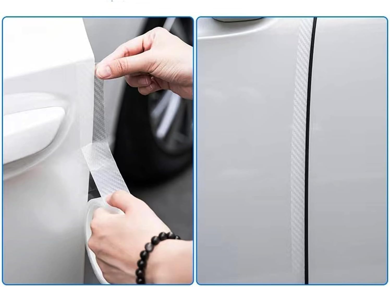 3D Carbon Fiber Automotive Wrap | 1.2In x 33Ft Air Release Vinyl | Anti-Collision Protection for Car Door & Sill 3D Carbon Fiber Transparency 7.87" × 32.81ft