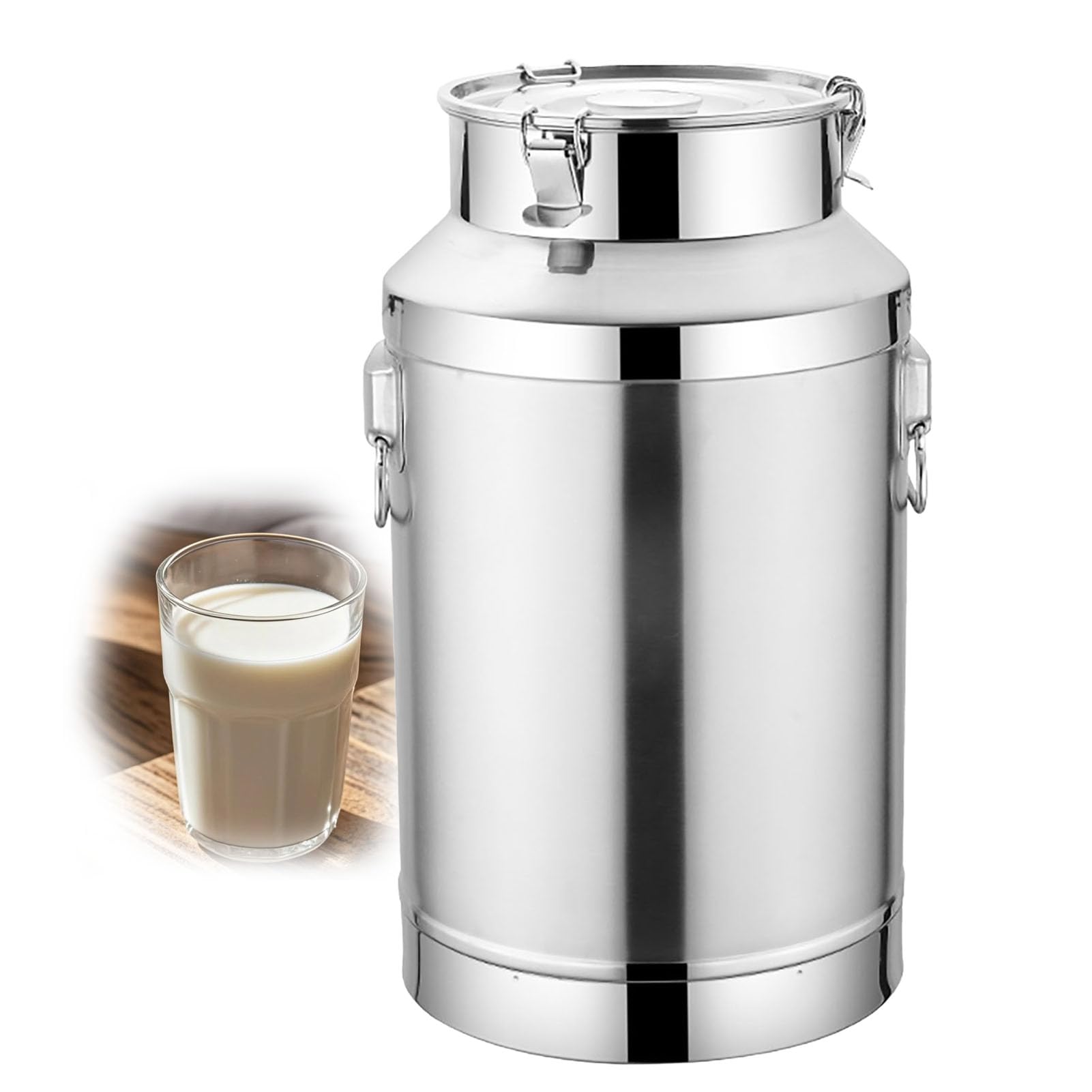 JYBNBBE 14L Stainless Steel Milk Churn Pot with Sealed Lid for Farm Milk Transport, Liquid Storage (18L)