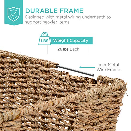 Best Choice Products SKY4224 Rustic Set Of 4 Multipurpose Stackable Seagrass Storage Basket thumb #4