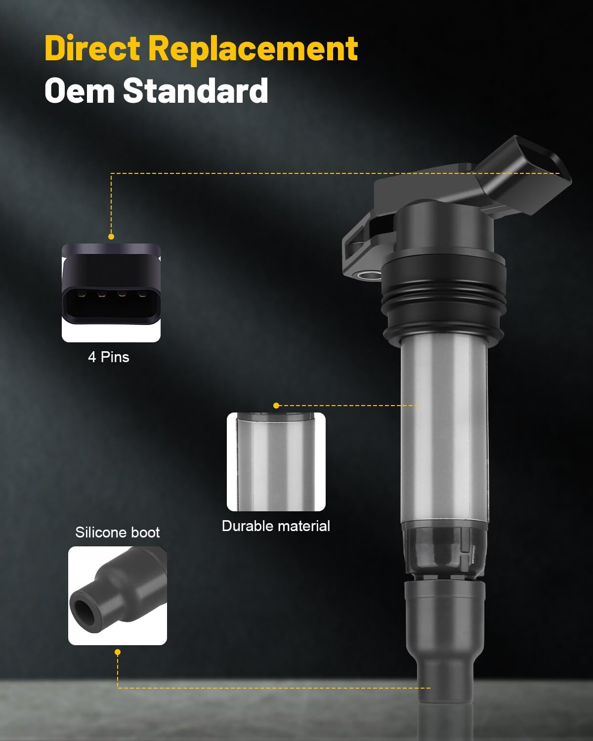 OCPTY Set of 6 Ignition Coils Compatible with OE: UF594 C1677 Fit for Land Rover LR2 for Volvo S60/S80/V70/XC60/XC70/XC90 2007-2016