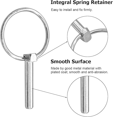 Miniatura 3 de AUCELI Pasador de bloqueo de eje, 4 pasadores de linchamiento resistente, anillo de resorte M8M6 con anillo de liberación rápida, kit surtido de