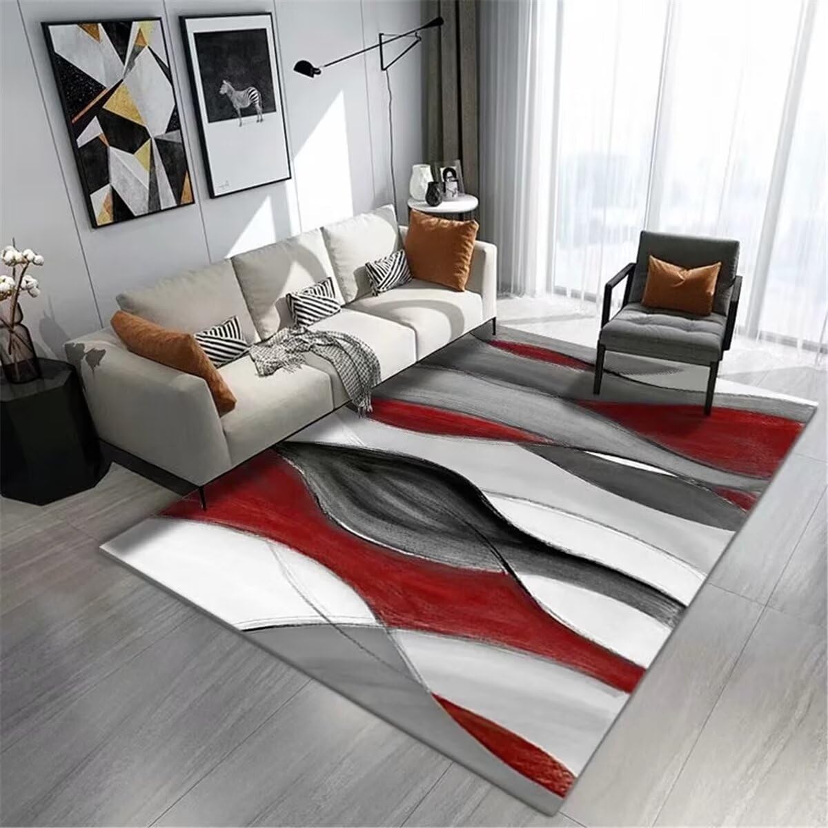 Tapis de chambre à coucher design géométrique 120x170 lavable en salon