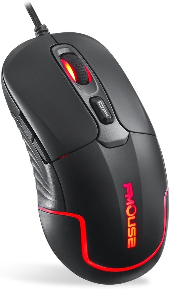 Coener Gaming Mouse G200 Professional Wired Programmable RGB Light up Optical USB Mice 4000 Cpi for PC/Laptop/Desktop (Black)