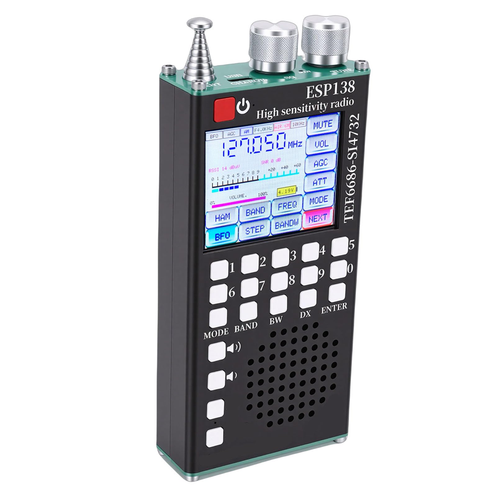 Vollbandradio, FM LW MW SW Air SSB-Band DSP-Rauschunterdrückung Bluetooth 5.0 Dual-Modus, mit 2,4-Zoll-IPS-Touchscreen und Ziffernblock, für Amateurfunk-Enthusiasten