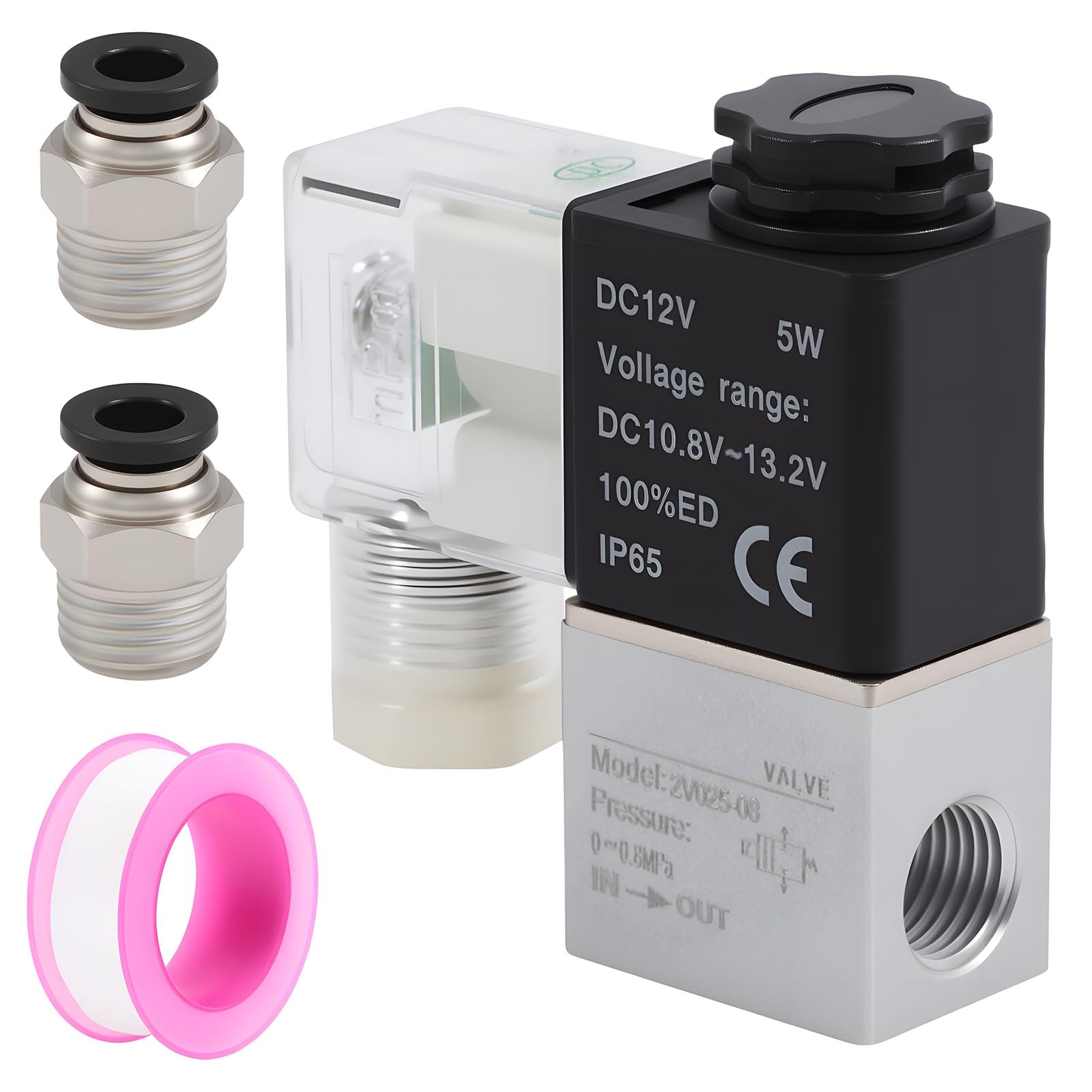 benikmake 1/10.2 cm NPT DC12V Elektrisches Magnetventil 2-Wege 2 Positionen Pneumatik 1/4 Zoll IP65 Wasserdicht 12V Elektrisches Luftventil 2V025-08 für Hydraulik-Automobil-Holzwerkstatt