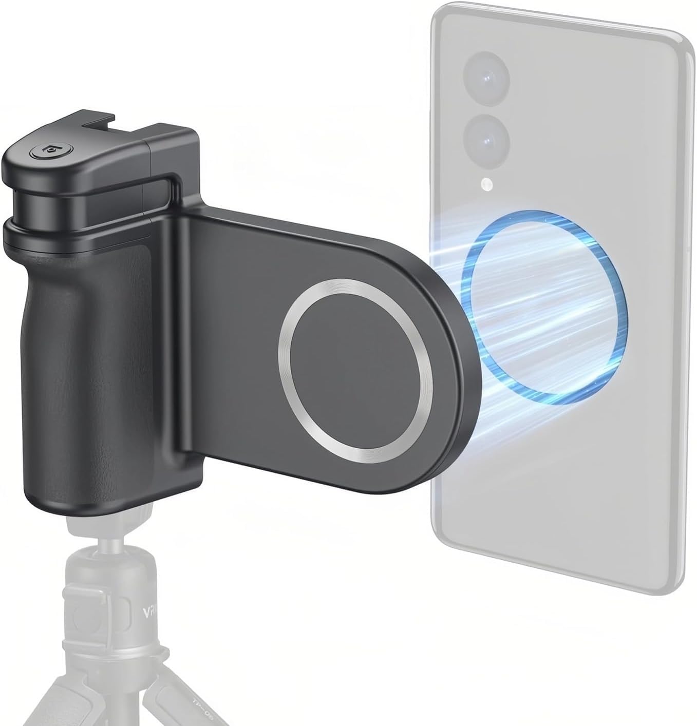 Magnetic Camera Bracket Smartphone Camera Shutter Grip Selfie Handle Grip Tripod Mount w 1/4 Cold Shoe DetachableRemote Compatible for All Phones