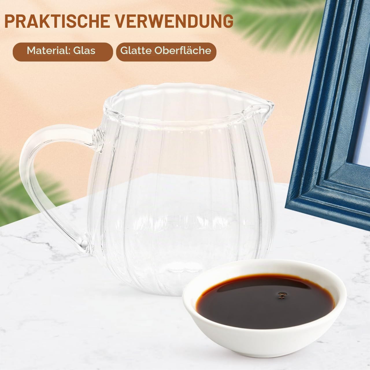 Amosfun MilchkäNnchen Glas 100Ml Mini Milchkanne Mit Ausguss Kreativer Milchkrug FüR Kaffee Bar Haushalt Zucker soßEn Und Sirup AusgießEr 2 StüCk