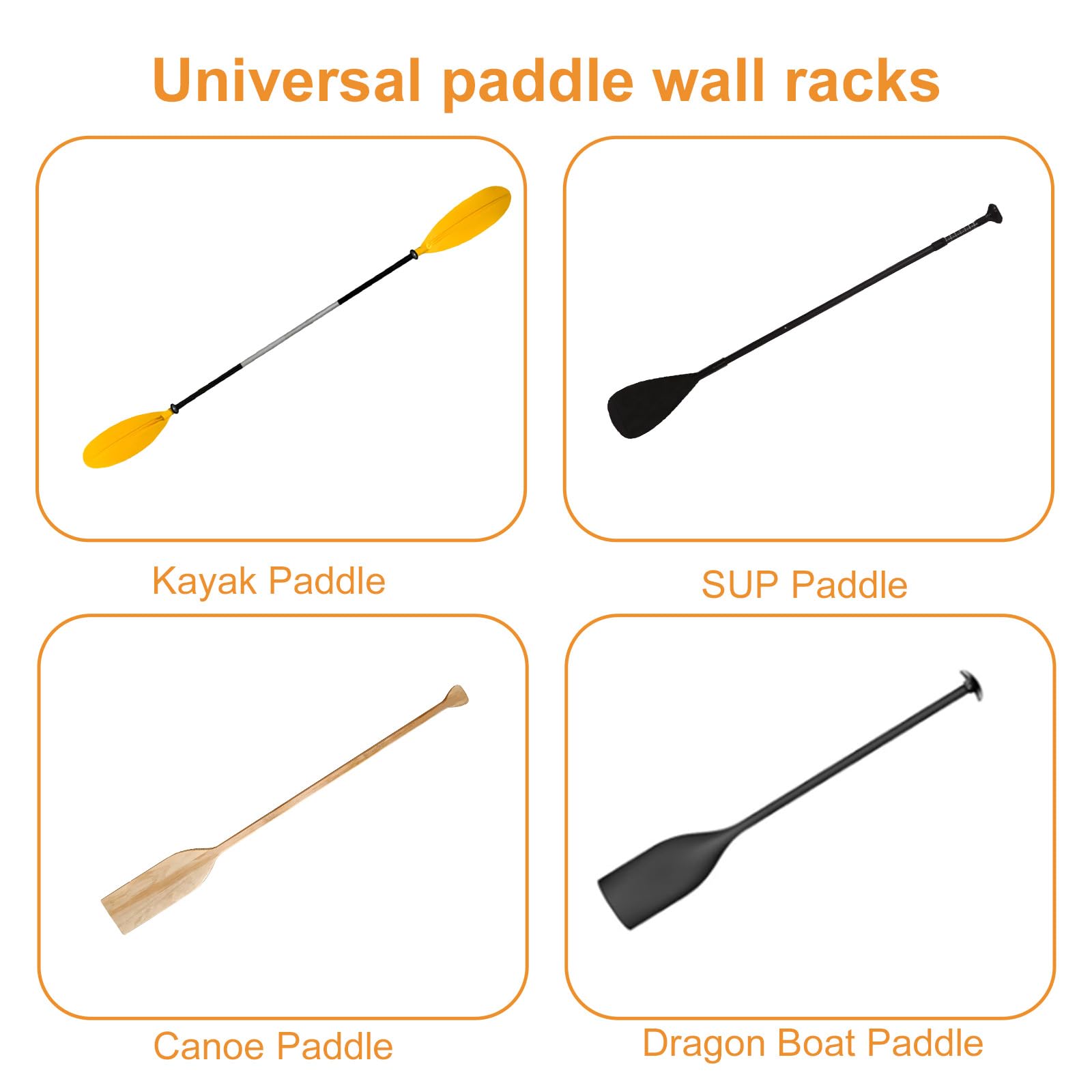 MOROBOR Lot de 4 supports de pagaie en bois à suspendre pour pagaie ou kayak, kayak, bateau dragon, pagaie