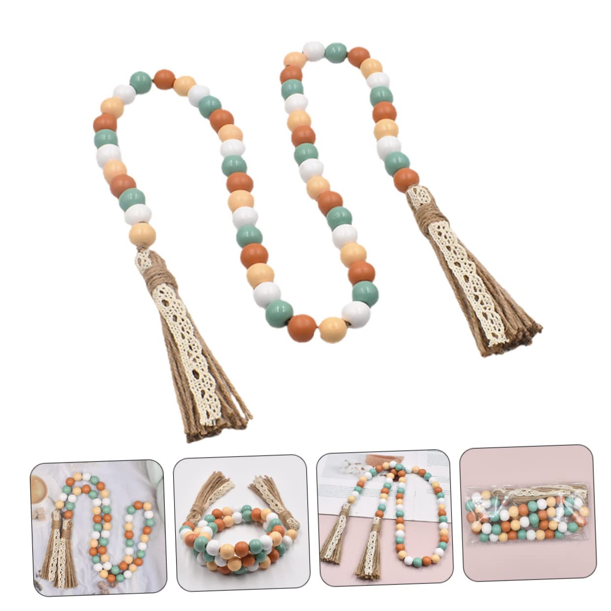 Eleganter Quastenanhänger aus Holzperlen for Aufhängen, Perlendekoration, DIY-Perlengirlande for Party, Zuhause, Restaurant, Bar, Dekor