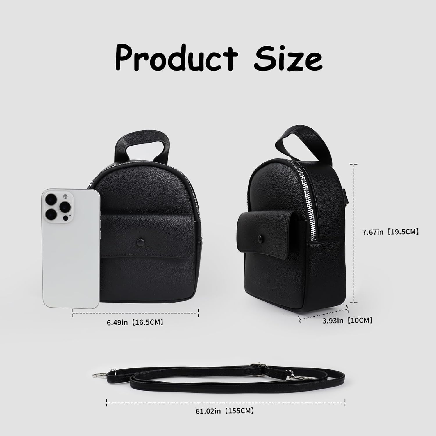 Mini Backpack Cute Backpack, PU Leather Small Backpack Purse for Women and Girls,Stylish Womens Backpack Purse (black) - Image 2