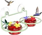 Window Hummingbird Feeder, Small Hummingbird Feeder for Outdoors with Strong Suction Cup - Metal Base & 6 Feeding Ports, Easy to Clean and Refill