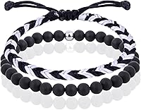 Vista 58 de Black Beaded Bracelets for Men Boys: 6mm Obsidian Onyx Lava Beads Mens Bracelet Set Mens Jewelry - Cool Anniversary Valentines Fathers Birthday