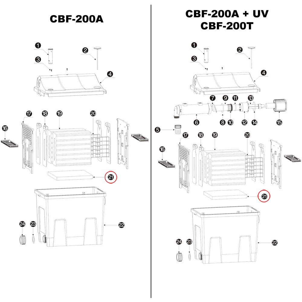 Tappetino giapponese di ricambio per filtro bio per laghetti SunSun CBF-200T/CBF-200U/CBF-200