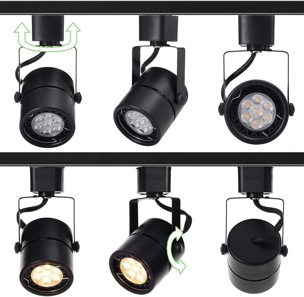 12 Pack LED Track Light Heads,7W H Type Track Lighting Heads for Ceiling Spotlight Wall Art Exhibition Lighting,Kitchen,Accent Task 4000K Neutral White 36°Angle Black Track (Black)
