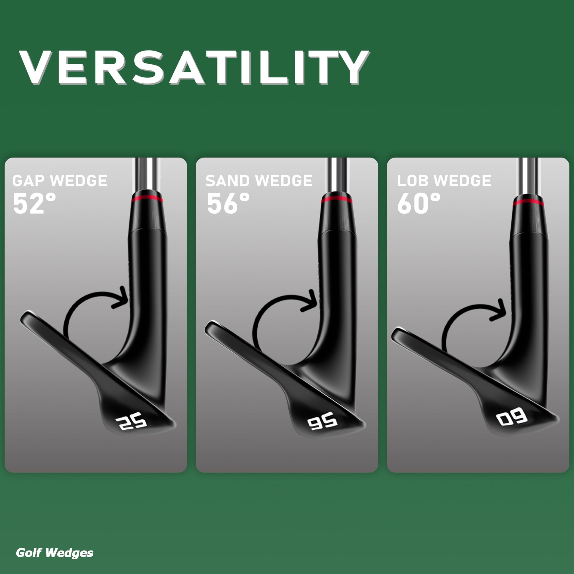 Gowolf Premium Forged Full Face Golf Wedges 50/52/54/56/58/60 Degree Individual or Sets for Men, Right Hand Gap Wedge Sand Wedge Lob Wedge, Golf Clubs CNC Milled Face for More Spin - Great Golf Gifts