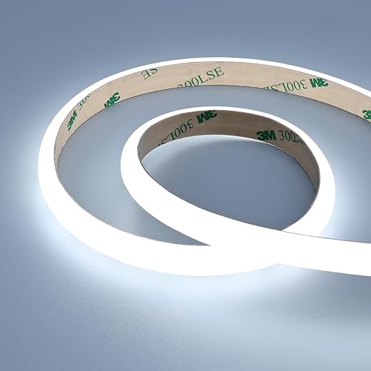 JOYLIT Waterproof LED Light Strip Diffused 6000K, UL PRO+ 16.4FT 24V Tape Lights 1006 LM/FT, CRI 90+, Invisible LEDs, Continuous Glow, 6MM Height Bright Cool White Neon Rope Light Task Lighting