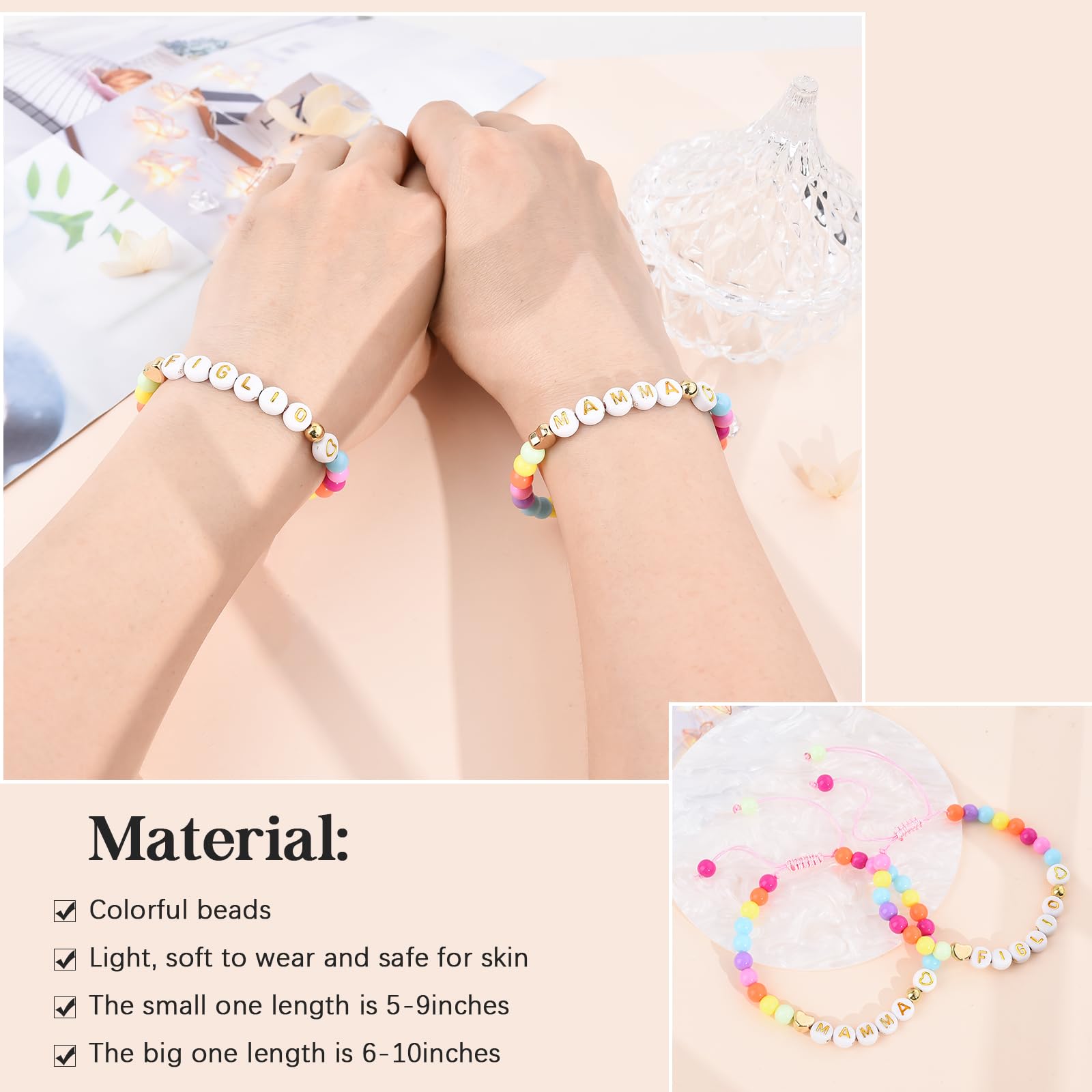 BOCHOI Bracciale Madre Figlia Braccial Ragazze Regalo per la Scuola Regali per il Primo Giorno di Scuola Ritorno a scuola Braccialetto con Regalo di Compleanno per Ragazze