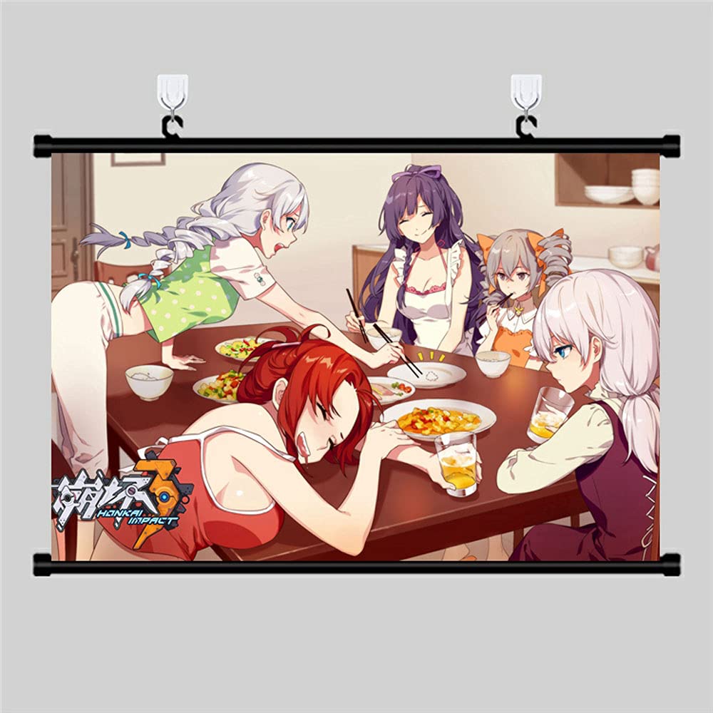 Makeuseof Honkai Impact 3rd Wall Scroll Poster Art Print Size:24" x16'' (24"x16"(60cm X40 cm)- 2)