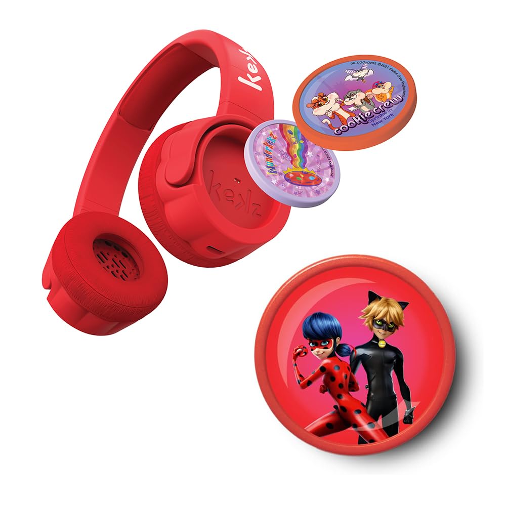 Kekz Starterset Premium Rot: Kekzhörer inklusive Miraculous, Cookie Crew Hörspiel & Wunderkekz (Kopfhörer für Kinder, Reisekopfhörer für unterwegs & zuhause)