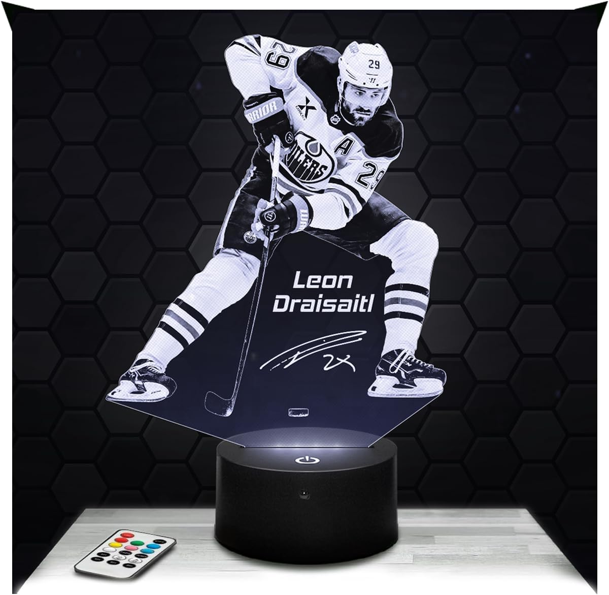 3D Lamp Leon Draisaitl Professional German Ice Hockey Player, Touch Led Night Light, 3D Hologram Effect, Christmas Birthday Gift Idea for Men Women, Bedroom Decoration Object