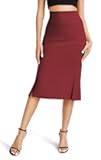 Women's Stretch Office Fishtail Pencil Skirt High Waist Bodycon Midi Skirt with Slit