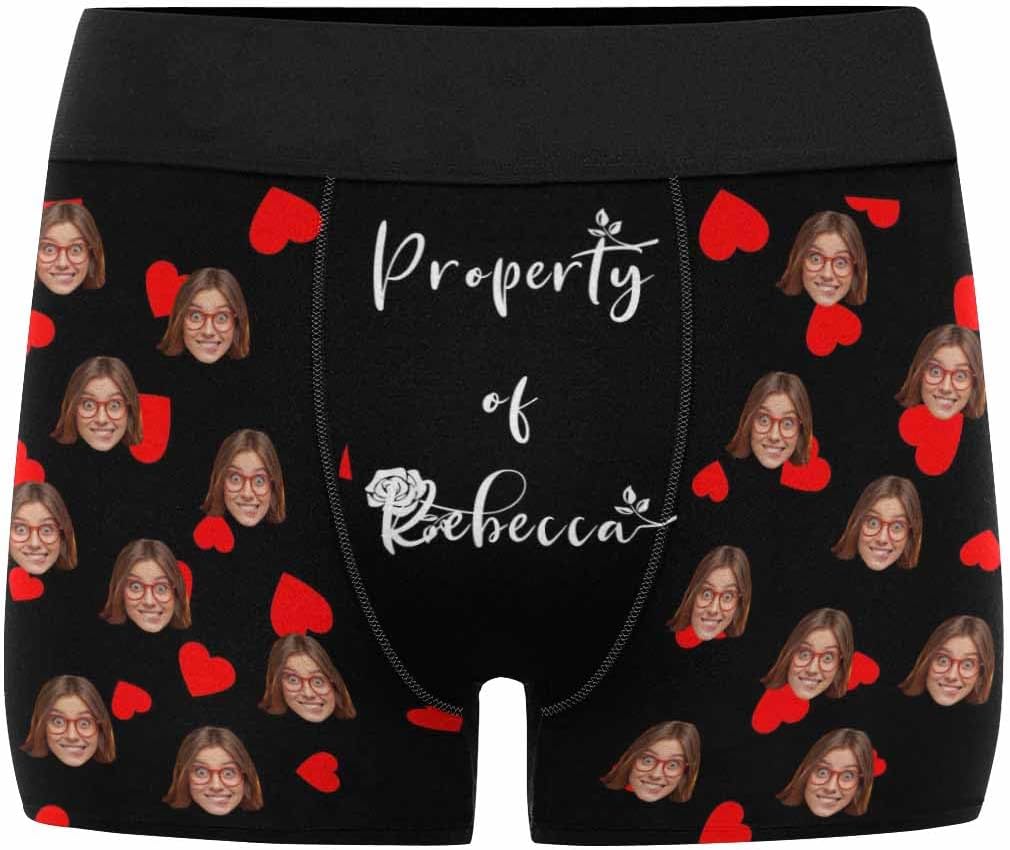 Artsadd Custom Men's Boxer Briefs Personalized Funny Face Shorts Underwear Customized Photo Gift Boyfriend Husband Valentines