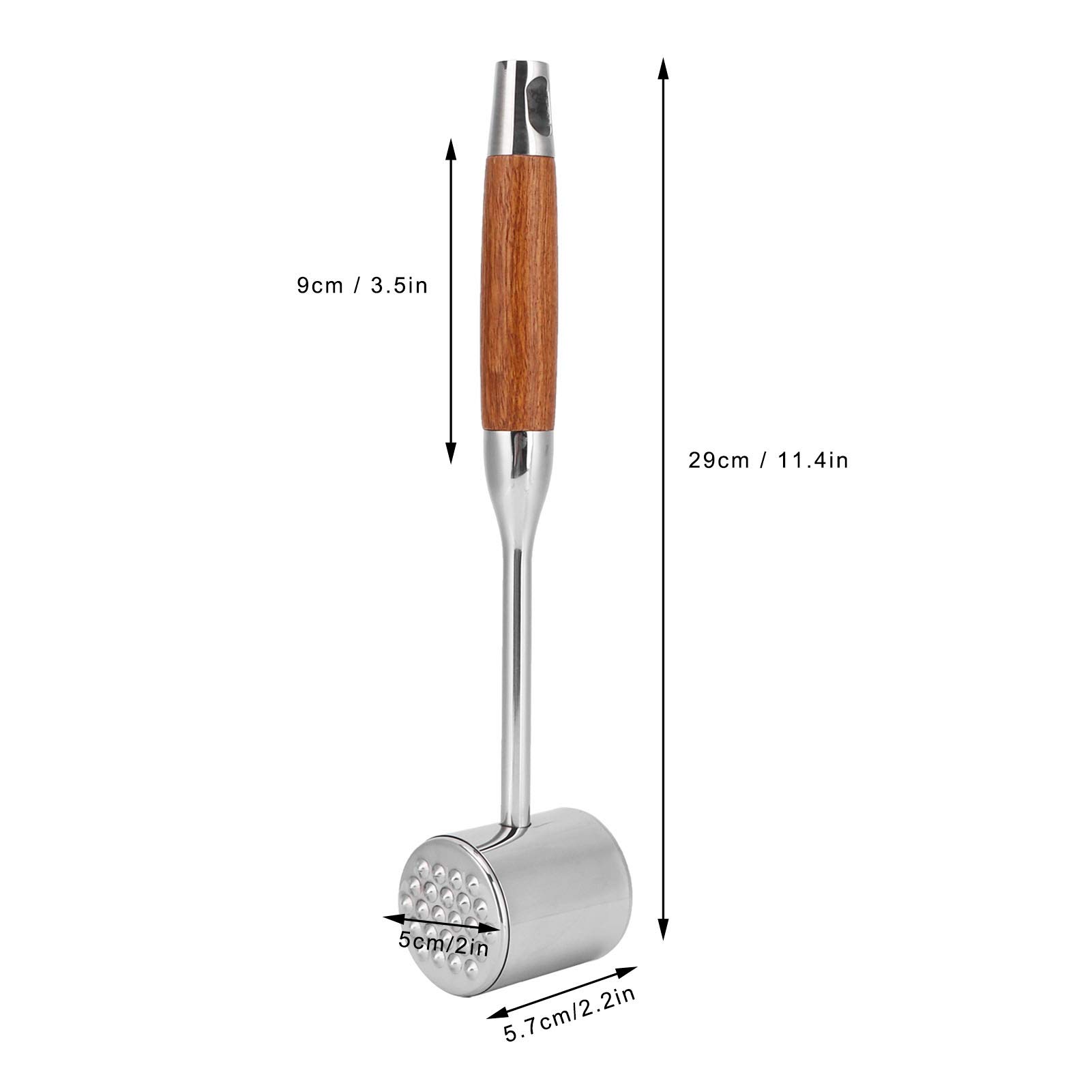 Fleischklopfer, 304 Edelstahl, Fleischklopfer, doppelseitiges Fleischklopfer mit Holzgriff, für Hobbyköche und professionelle Köche