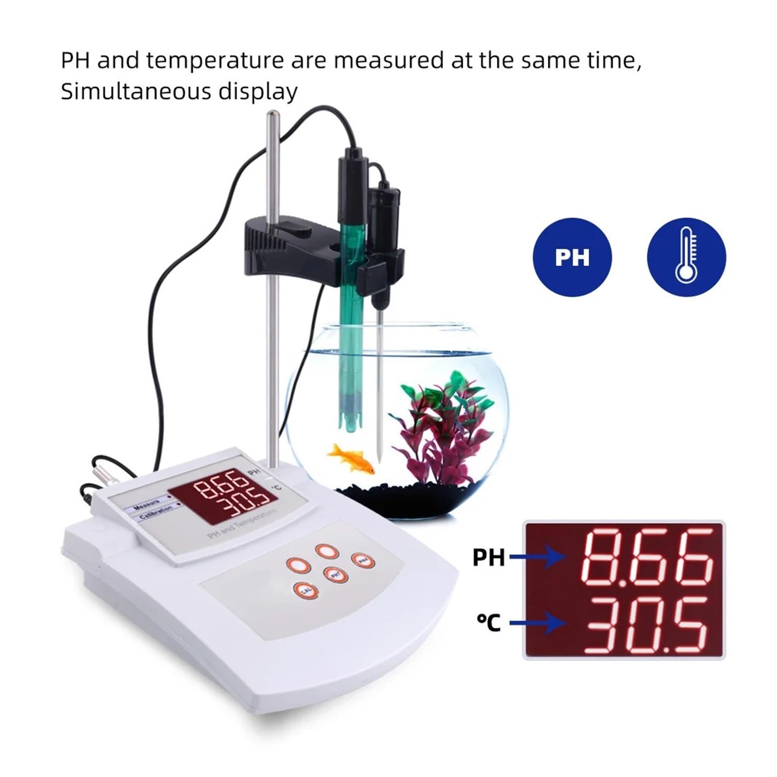 Medidor De PH Escritorio, Laboratorio, Acuario, Piscina, Calibración Automática, Monitor Analizador Calidad Del Agua Y Acidez Amplio Rango NuméRico