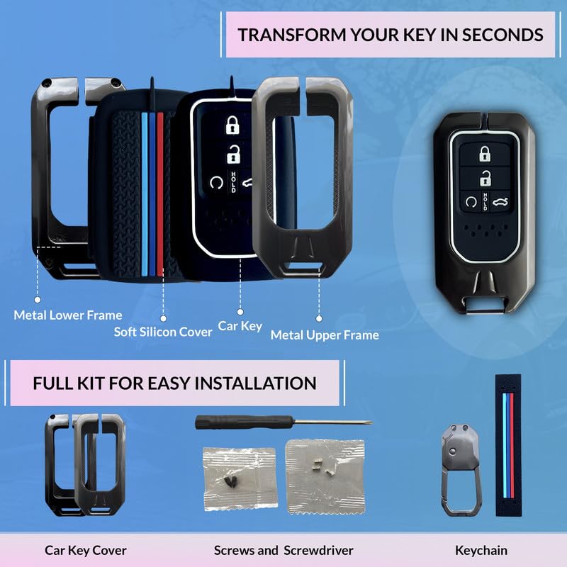 Image of NEODRIFT 'KeyShield' Car Key Cover for Suitable for Honda BRV (Shape 2, 04 Buttons) (Durable, Stylish, and 360 Protection)